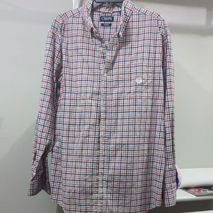 CHAPS XL Men's Long Sleeve Button Down Shirt - Red White Blue Plaid